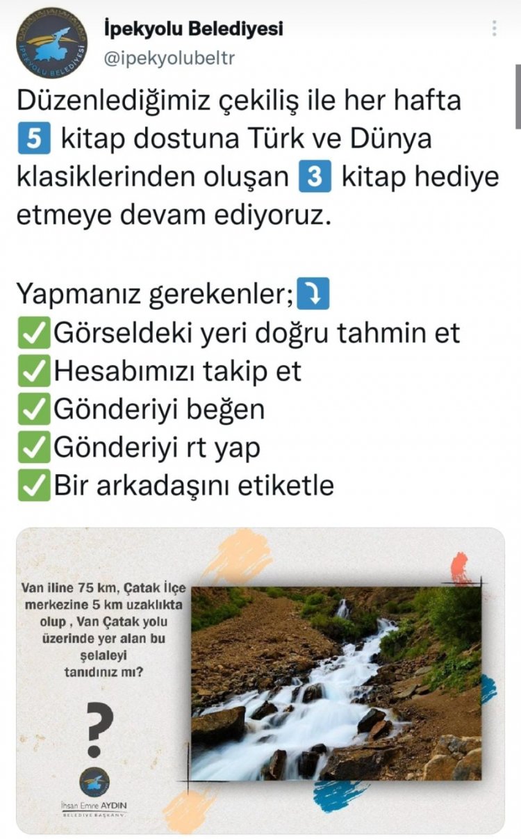 İPEKYOLU BELEDİYESİ KİTAP SEVERLERE TÜRK VE DÜNYA KLASİKLERİ ÇEKİLİŞİ SUNUYOR!