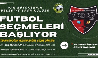 Van Büyükşehir Belediyespor Kulübü 2026-2027 Sezonu Futbol Seçmelerini Duyurdu