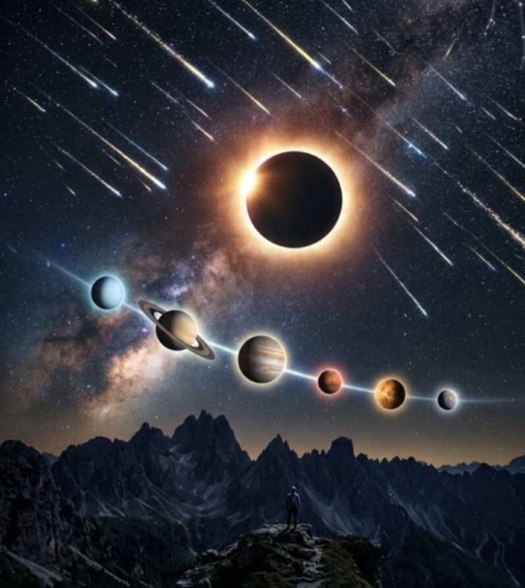 Yarın Gökyüzünde Nadir Bir Üçlü Şölen: Tam Güneş Tutulması, Altı Gezegen Dizilimi ve Perseid Meteor Yağmuru